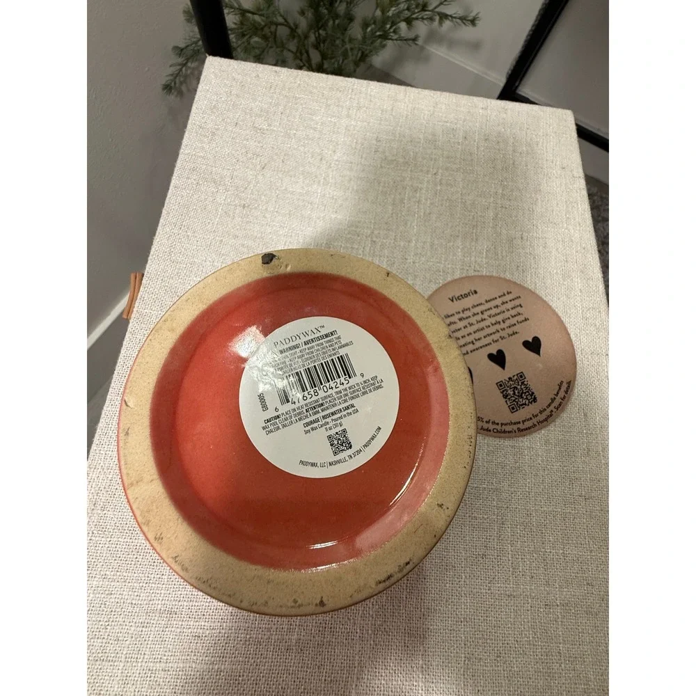 Paddywax Courage‎ Rosewater Santal 3-Wick Soy Candle Red Heart Ceramic 11oz